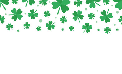Fototapeta premium Banner with clover leaves on a white background. St. Patrick's Day