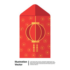 Red Envelope with Golden Lantern Design for Celebratory Occasion
