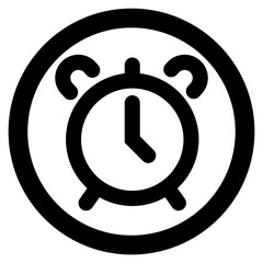 Alarm Clock Icon in Circle, Time Reminder and Notification Symbol for App UI