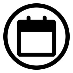 Calendar Date Icon in Circle, Schedule and Event Symbol for App and UI Design