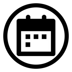 Calendar Date Icon in Circle, Schedule and Event Symbol for App and UI Design