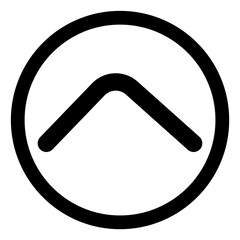 Black Up Arrow Chevron Icon Inside Circle on White Background