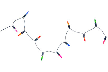 Naklejka premium String of Christmas lights isolated on transparent background.