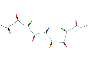 String of Christmas lights isolated on transparent background.