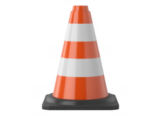 Orange and white traffic cone on black base orange and white cone construction cone isolated on a transparent background