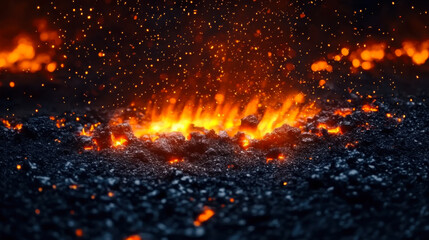 Embers and Sparks Glow in the Darkness