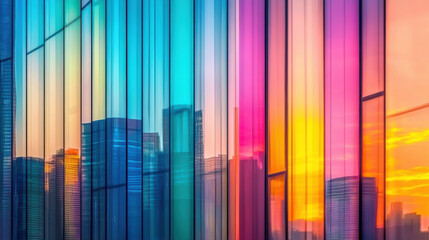 Modern glass skyscrapers perspective