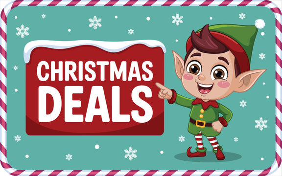 Seasonal Holiday Sale Poster with Santa Claus and Christmas Decorations