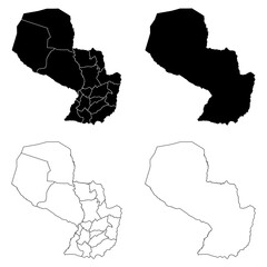 Paraguay Outline and Solid Fill Map Set.