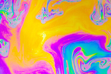 Psychedelic multicolored background abstract. Rainbow colors. patterns background. Photo macro shot of soap bubbles