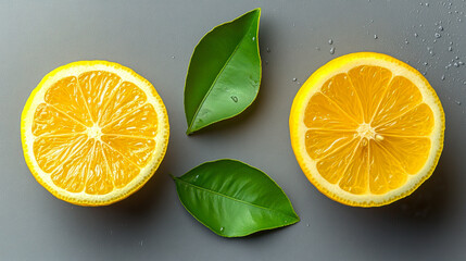 Lemon fruit with slice isolated on white background.