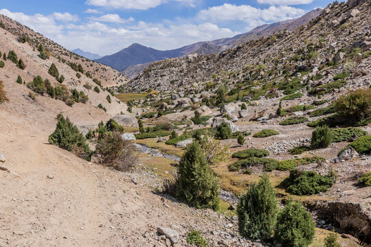 Trail to Herrligkoffer Base Camp under Nanga Parbat mountain, Gilgit-Baltistan region in Pakistan