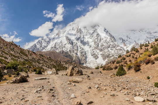 Trail to Herrligkoffer Base Camp under Nanga Parbat mountain, Gilgit-Baltistan region in Pakistan