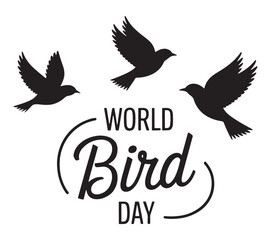 Naklejka premium Black Birds Silhouettes Flying on World Bird Day