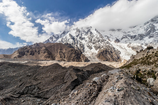 Bazhin glacier under Nanga Parbat mountain, Gilgit-Baltistan region in Pakistan