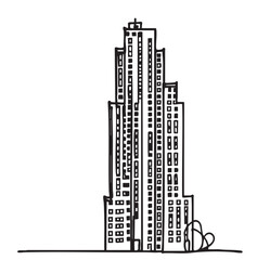 doodles High rise building sketch. Line art