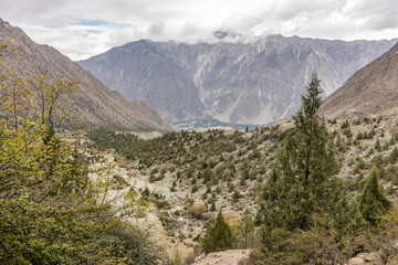 Fototapeta premium Hunza valley viewed from Minapin valley, Gilgit-Baltistan region in Pakistan