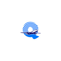 Fototapeta premium Airplane with bold letter Q l...