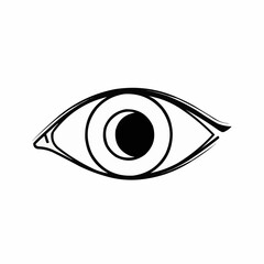 Eye Illustration with Moon Crescent Inside the Pupil, Symbolizing Vision, Insight, and Cosmic Awareness - A Minimalist Design for Holistic Themes