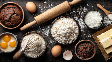 Chocolate Baking Ingredients Flat Lay