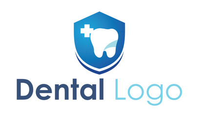 Tooth on a shield, an ideal icon for dentists, implantologists and the dental industry
