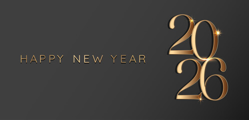 2026 New Year shiny gold number,Christmas and happy new year celebration banner