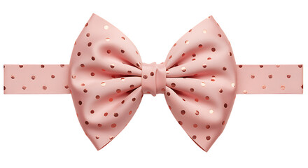 A delicate pink bow with golden polka dots perfect for design use on transparent background.