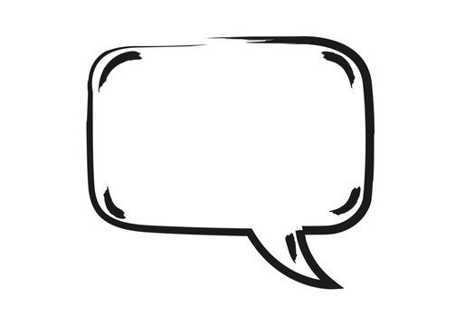 Globo de texto rectangular con bordes redondeados dibujado a mano con trazos de pincel negro