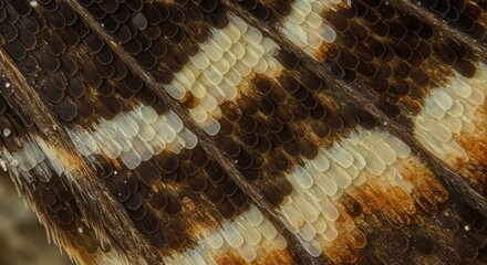 Extreme  macro photograph reveals intricate pattern of overlapping scales on an insect wing