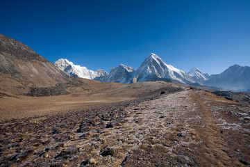 Mountains landscape near Lobuche pass, EBC trekking, Nepal