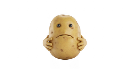 Sad Face Potato Character expression isolated on a transparent background