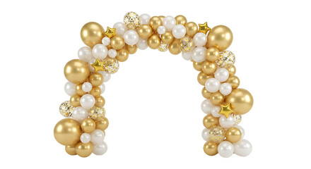 Elegant gold and white balloon arch garland for festive celebrations