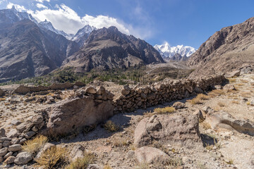 Ondra fort above Gulmit village in Hunza valley, Gilgit-Baltistan region of Pakistan