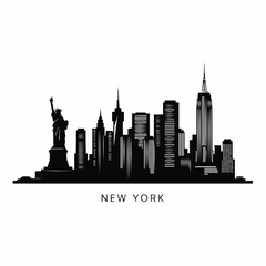 New York City Skyline Silhouette Iconic Landmarks and Architectural Marvels of the Big Apple, a Classic Urban Landscape Vector Illustration