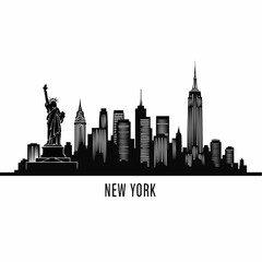 Metropolitan skyline silhouette featuring iconic landmarks and modern architectural structures, capturing the vibrant essence of a bustling urban landscape, symbolizing progress and global 