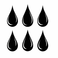 Stylized liquid drop collection, sleek graphic elements for fluid concepts and purity, representing essence of flow, natural movement, and versatile design applications