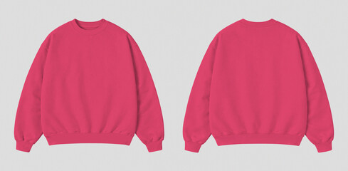 Cozy Peak Pink Oversized Sweatshirt Mockup Front and Back View Isolated on Gray Background © Drip
