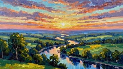 sunset over the river