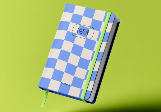Checkered Notebook Mockup Top View