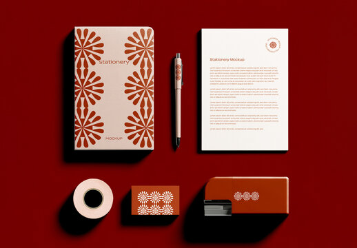 Stationery Branding Mockup Flat Lay Set