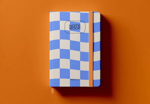 Checkered Notebook Mockup Top View