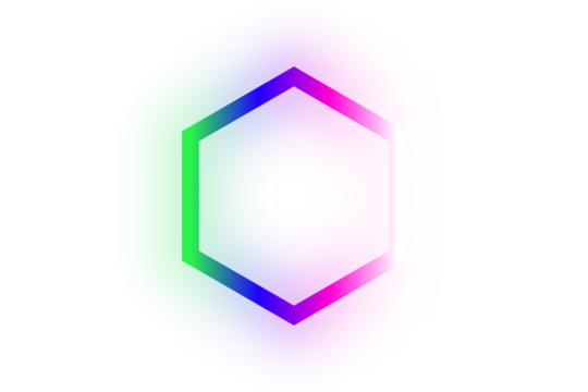 Abstract Neon Glitch Hexagon Shape with Vibrant Digital Color Distortion - Powered by Adobe