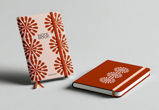 Notebook Mockup With Elastic Band Set