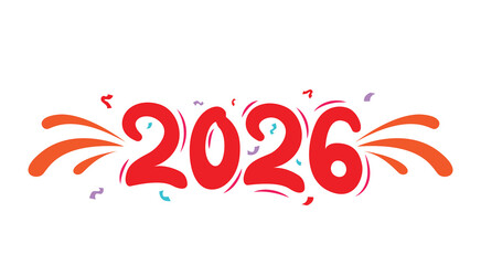 Happy new year 2026 greeting with confetti and fireworks