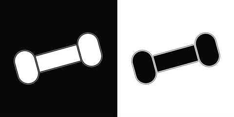 Dumbbell icons set in outlined and filled flat style. Gym heavy strength training dumbbell line pictograms. Weight lifting dumbbell signs eps 10