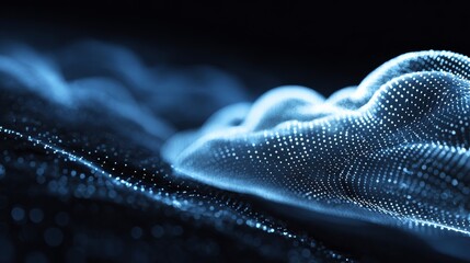 Cloud storage technology on cloud network at center concepts. Wave dots abstract digital technology background.