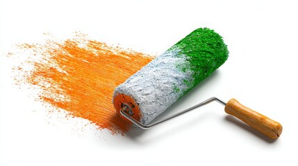 Concept for Indian Independence day and republic day ,Paint roller brush isolated on white background 