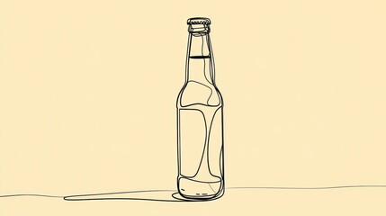 Continuous one line drawing of beer bottle. One line drawing illustration of beer bottle. International beer day concept line art. Editable outline 