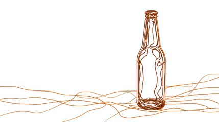 Continuous one line drawing of beer bottle. One line drawing illustration of beer bottle. International beer day concept line art. Editable outline 