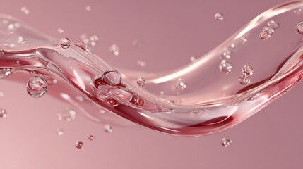 Cosmetic gel, serum transparent sample. Liquid cream with bubble texture. Gel texture of a cosmetic product. Clear liquid lotion for skin care. 